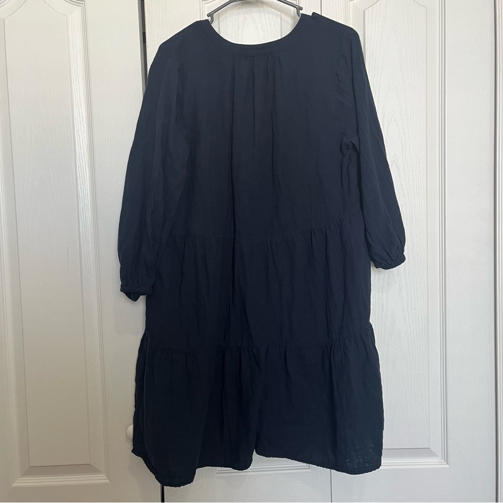 Navy Blue V-Neck Tiered Dress w/ Pockets - Picture 7 of 7